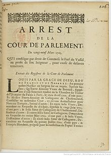 Droit de commis (droit féodal) arrêt cour de Parlement 1703.jpg