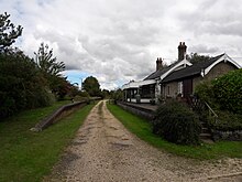 The station in 2020 seen from Station Road, looking east East Rudham Station Norfolk UK.jpg