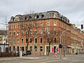 Apartment building in a formerly closed development, in a corner