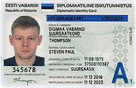 Viron diplomaattinen henkilökortti alkaen 20181203 (Edessä) .jpg