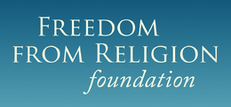 Blue rectangle with white text that reads "Freedom From Religion Foundation"