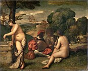 ティツィアーノ・ヴェチェッリオ『田園の奏楽』1510年頃 ルーヴル美術館所蔵