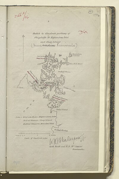 File:Flagstaffs at Elphinstone Inlet (Khawr ash Shamm) and Sheep Island (Jazirat Umm al Ghanam) 1904.jpg