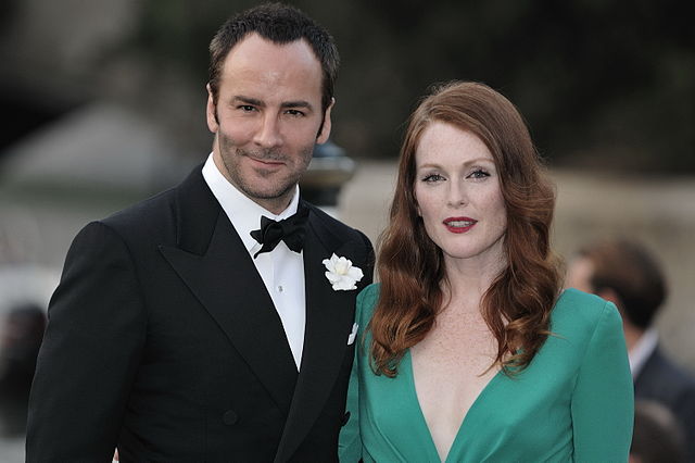Tom Ford (left), Fashion Design winner in 2002 with actress Julianne Moore.