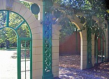 A recreated entrance, including ticket window, located near the remaining outfield wall