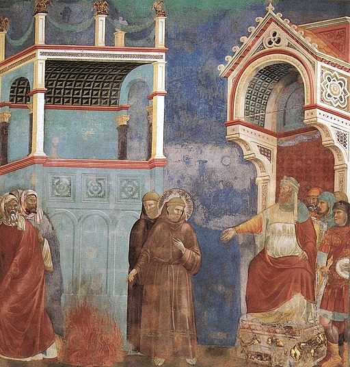 Giotto - Legend of St Francis - -11- - St Francis before the Sultan (Trial by Fire)