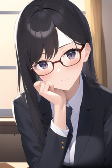 An image generated by NovelAI based on the text prompt "Girl, impressionism, (faint light), looking at hand, business suit, Rectangular glasses" Girl, impressionism, (faint light), looking at hand,business suit,Rectangular glasses s-1226632615.webp