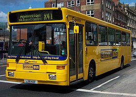 Go North East bus 4810 Volvo B10B Alexander Strider L210 KEF Bargain Bus livery in Newcastle 9 May 2009.jpg