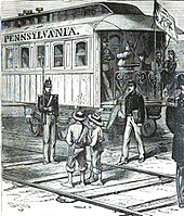 Gov Hartranft's headquarters in a Pennsylvania Railroad car Gov Hartranft's Headquarters on a Car of the Pennsylvania Railroad, 1877.jpg