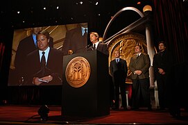 Graham Yost accepts the Peabody Award, May 2003 (2).jpg