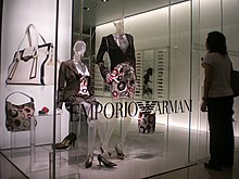 Clothes by Emporio Armani, one of the most luxurious and famous Italian fashion houses HK Central Chater House shop Emporio Armani.JPG