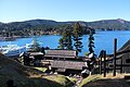 Panorama vew of ancient Hakone Barrier area and Lake Ashi