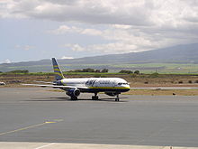 A Harmony Boeing 757-200 in the original HMY Airways livery