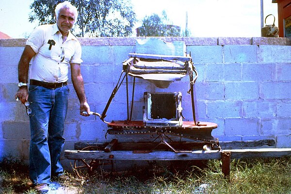 Old bellows used on goldfield near Milparinka, N.S.W., Australia. 1976.