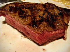 Inside the steak.