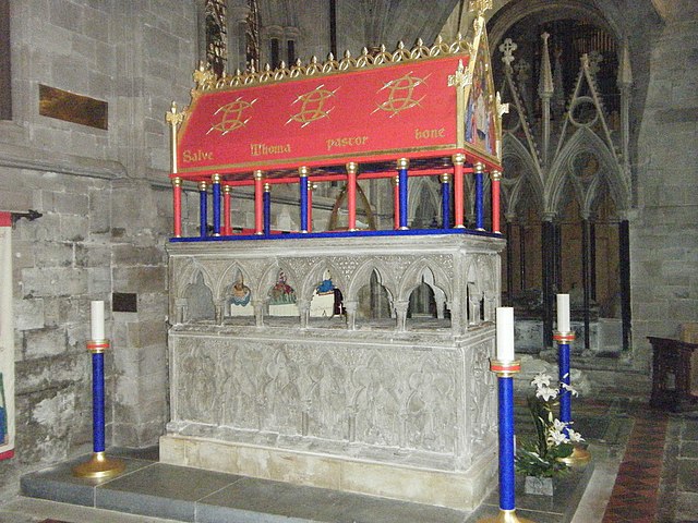 The restored tomb of Thomas de Cantilupe in Hereford Cathedral