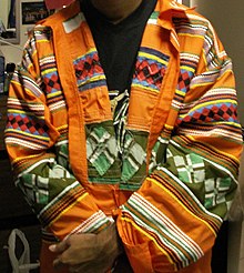 The distinctive Seminole patchwork jackets worn by members of the University of Miami's Iron Arrow Honor Society, the highest honor bestowed by the university. Iajacket.JPG