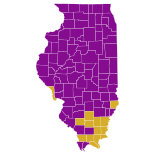 Wyniki prawyborów prezydenckich Demokratów w stanie Illinois według hrabstwa, 2008.svg