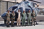 Thumbnail for File:Indian Army Officers and HAL test pilot Wing Commander (retired) Unni K. Pillai with LUH in background.jpg