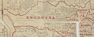 Map of Shire of Ithaca and adjacent local government areas, March 1902 Ithaca Shire, March 1902.jpg