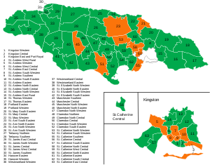 Jamaica parliamentary election map 2020.svg