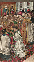 San Vicente ordenado por San Valerio, de Jaume Huguet, ca. 1455.