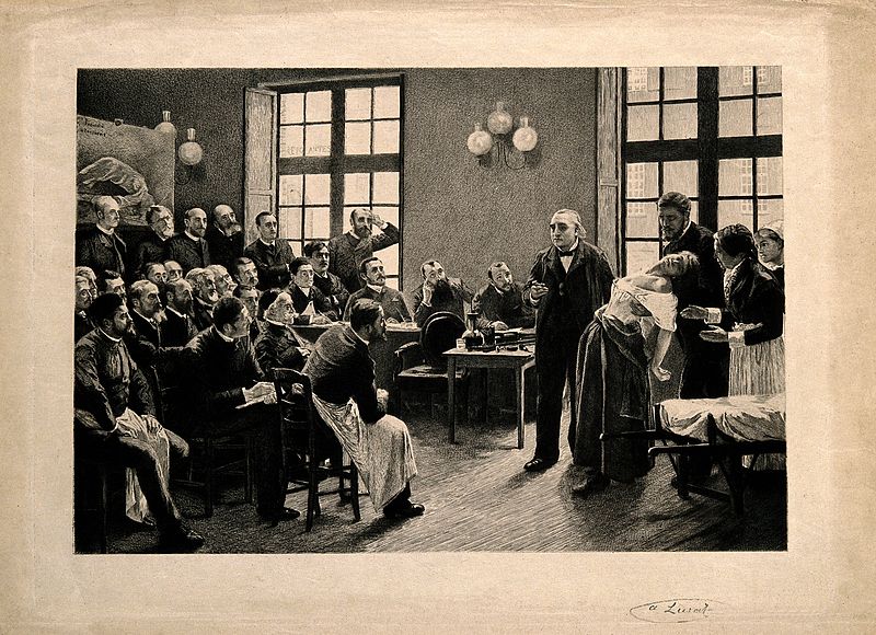 File:Jean-Martin Charcot demonstrating hysteria in a patient at t Wellcome V0006760.jpg