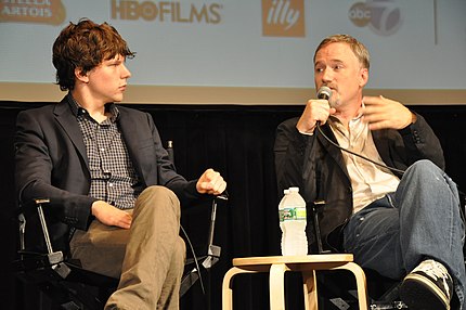 Jesse Eisenberg and Fincher at the 2010 New York Film Festival.