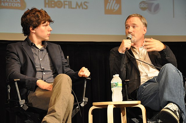 Jesse Eisenberg and Fincher at the 2010 New York Film Festival.