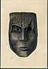 Painting of carved and painted wooden mask.