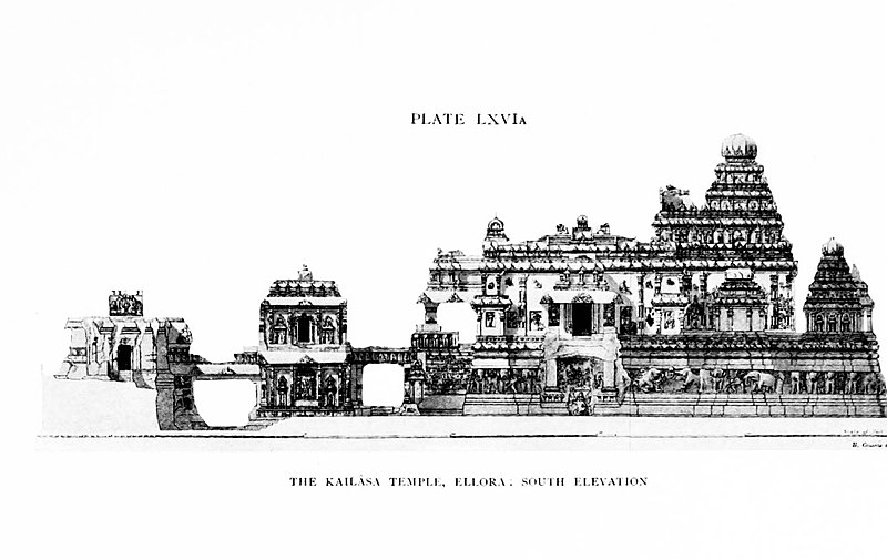 File:Kailasha temple Ellora, section drawing 1915 sketch.jpg