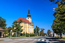 Východiště trasy u kostela svatého Antonína v Novém Hradci Králové