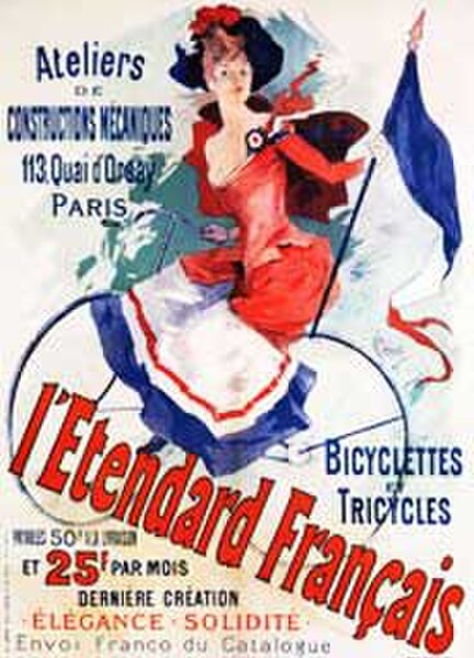L'Etendard Français, Chéret's 1891 poster for the bicycle shop on the Quai d'Orsay