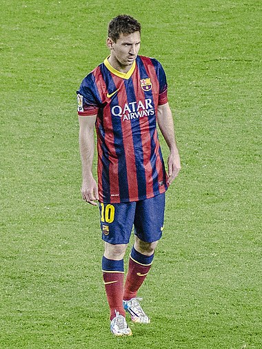 Messi during a game against Almería in 2014
