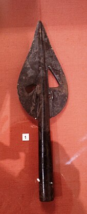 Decorative spearhead of Irish design found at Shardlow, thought to be of a design influenced by Irish art LogBoatSpearHead.jpg