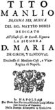 Luigi Mancia - Tito Manlio - titelpagina van het libretto - Napels 1698.png