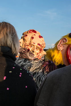 A mask worn by a participant of the Lucerne Carnival (Luzerner Fasnacht) in 2015.