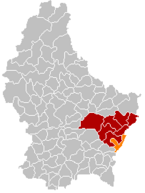 Location of Wormeldingen in the Grand Duchy of Luxembourg