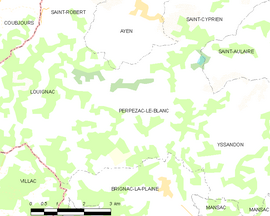 Mapa obce Perpezac-le-Blanc