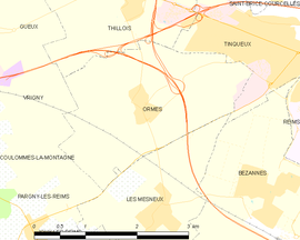 Mapa obce Ormes