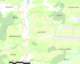 Mapa obce Aste-Béon