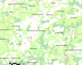 Mapa obce Castelnau-de-Brassac