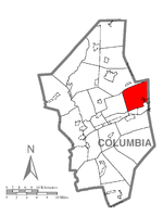 Map of Columbia County, Pennsylvania highlighting Briar Creek Township