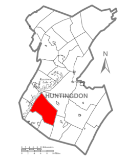 Karta okruga Huntingdon, Pennsylvania, ističući grad Todd