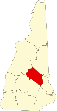 Map of Nju Hempšir highlighting Belknap County