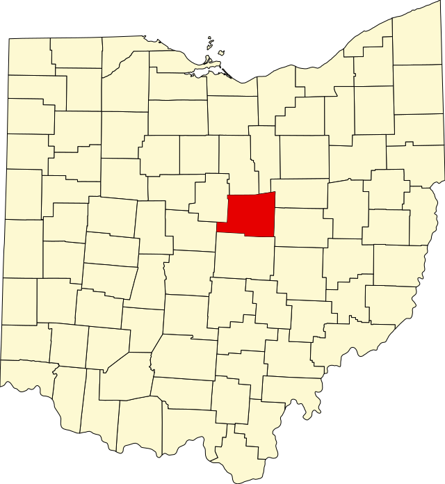 ノックス郡の位置を示したオハイオ州の地図
