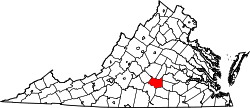 map of Virginia highlighting Prince Edward County