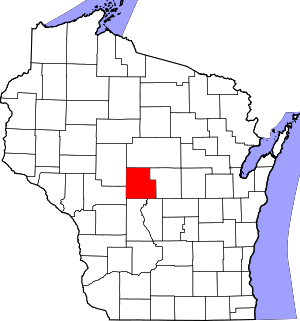 Map of Wisconsin highlighting Wood County.svg