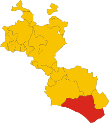 Posizione del comune di Gela all'interno della provincia di Caltanissetta