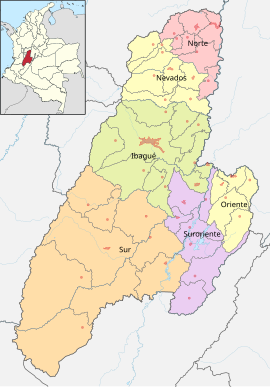 Mapa político del Tolima.